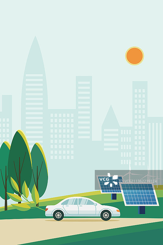 绿色能源环保节能汽车竖版图片素材