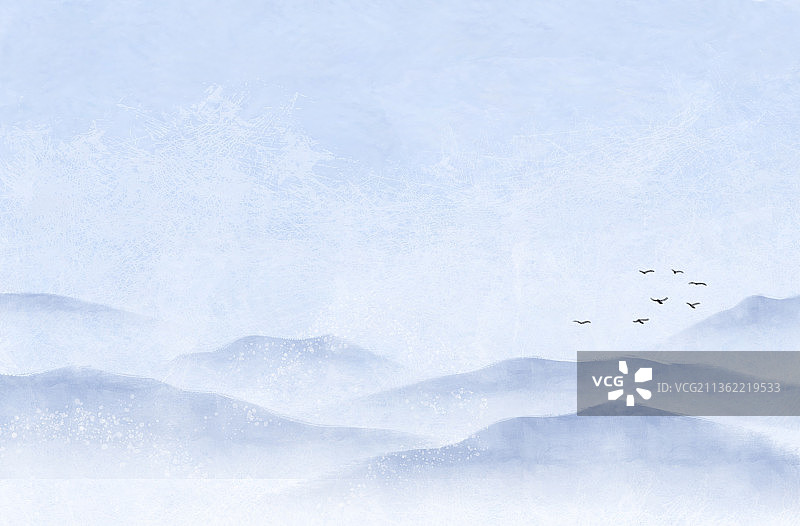 冬天山水雪景中国传统古风图片素材