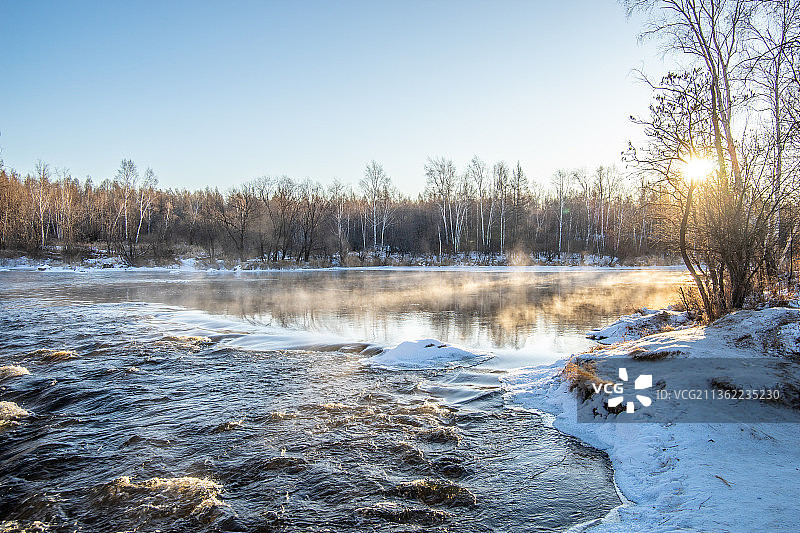 中国黑龙江黑河市逊克县大平台冬季雾凇自然景观图片素材