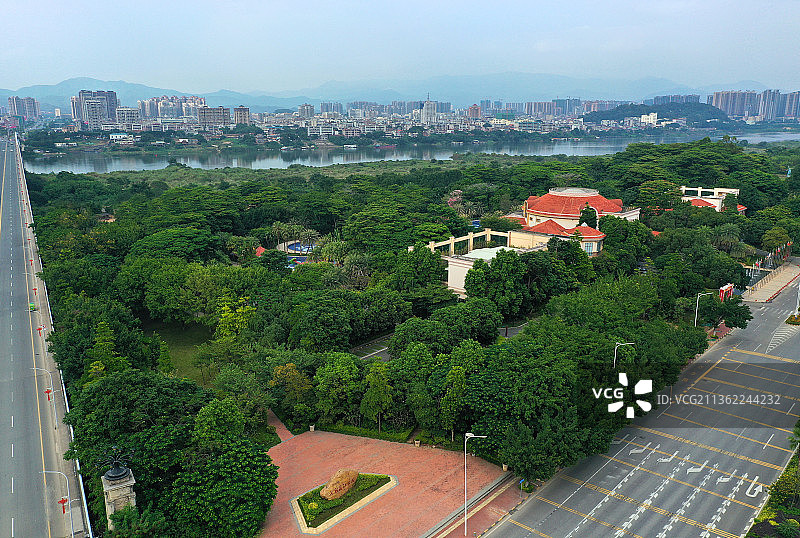 广东省惠州市博罗县佳兆业万怡酒店七彩滨江公园航拍图片素材