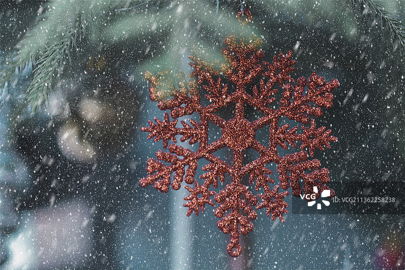 圣诞节雪景特写图片素材