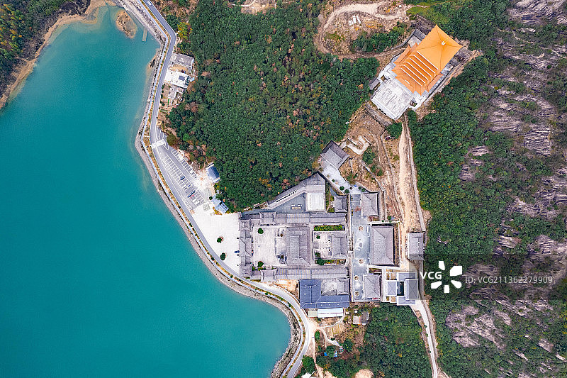 航拍台州市天台县天台山道教圣地桐柏宫图片素材