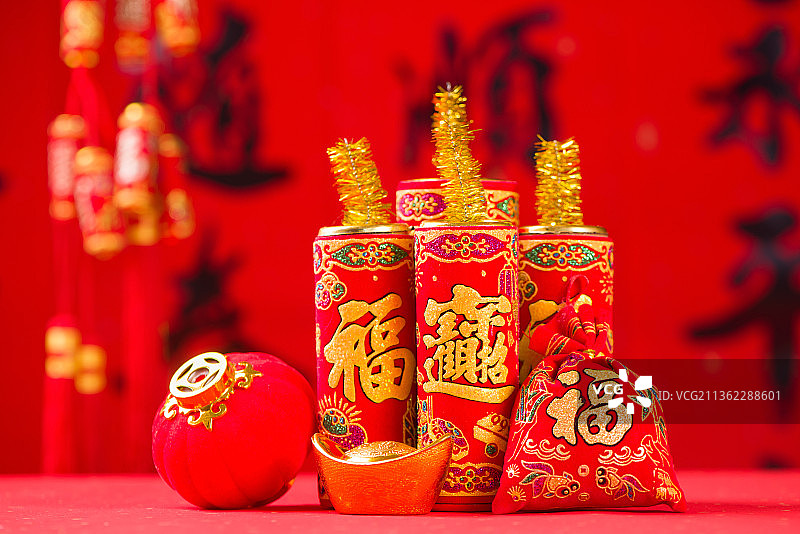 新年春节鞭炮装饰背景图片素材