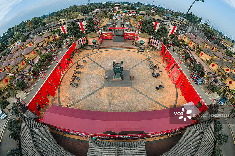 航拍成都邛崃著名旅游景点大梁酒庄图片素材