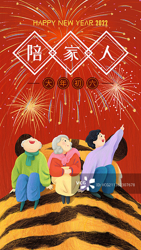 2022虎年大年初六年俗插画图片素材