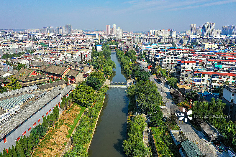 俯瞰瀍河+河南省洛阳市老城区瀍河图片素材