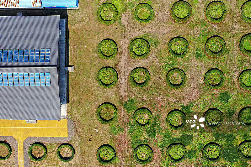 俯瞰回洛仓遗址+河南省洛阳市瀍河回族区洛阳仓窖博物馆图片素材