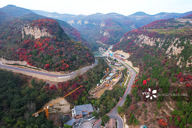 山东淄博红叶柿岩风景区图片素材