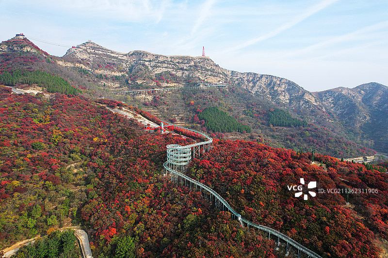 山东淄博红叶柿岩风景区图片素材