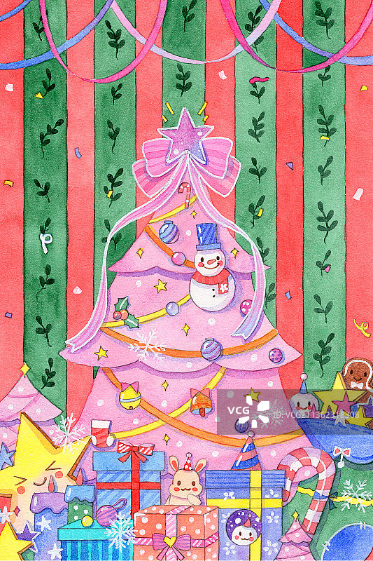 粉色圣诞树图片素材