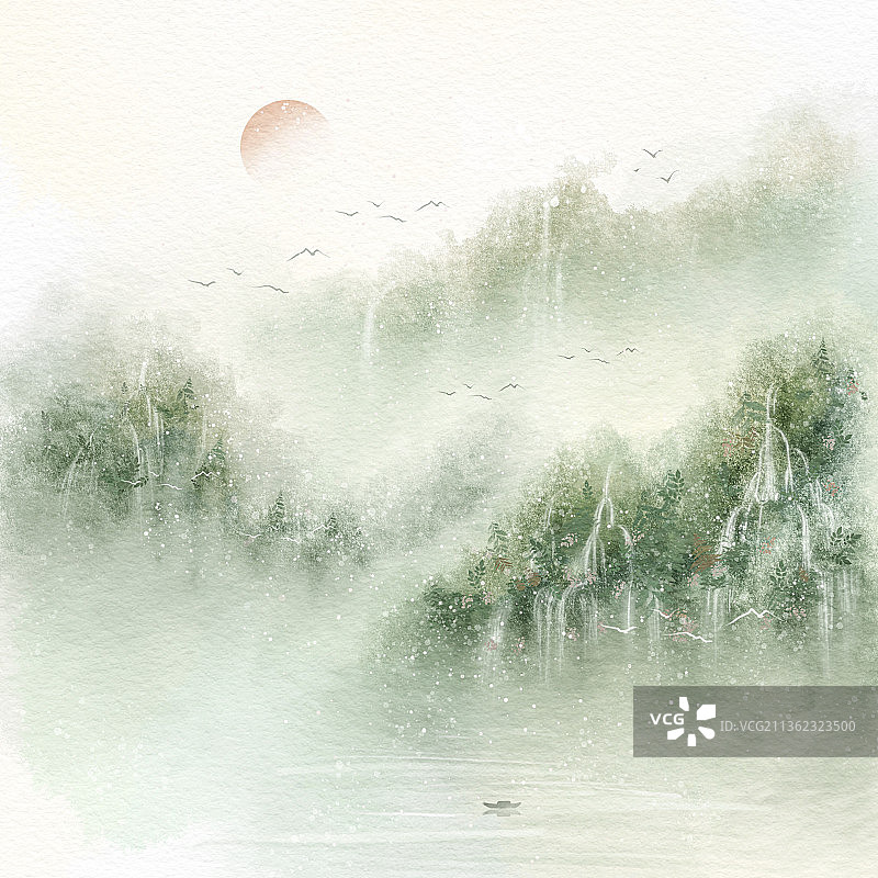 国风意境山水水墨画图片素材