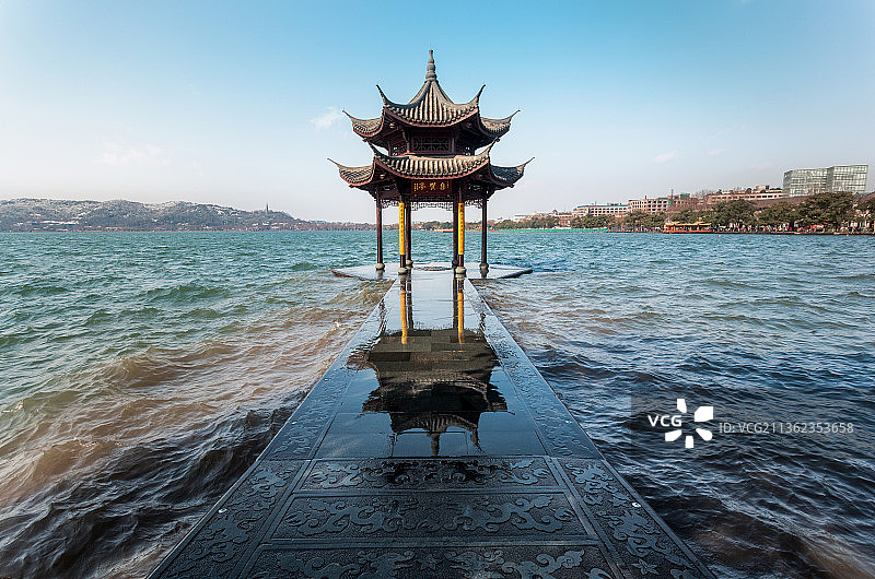 冬日西湖集贤亭图片素材