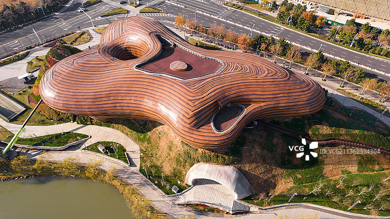 常州市溧阳燕湖公园/溧阳市博物馆航拍图片素材