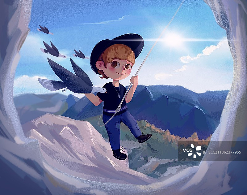 攀岩飞鸟图片素材