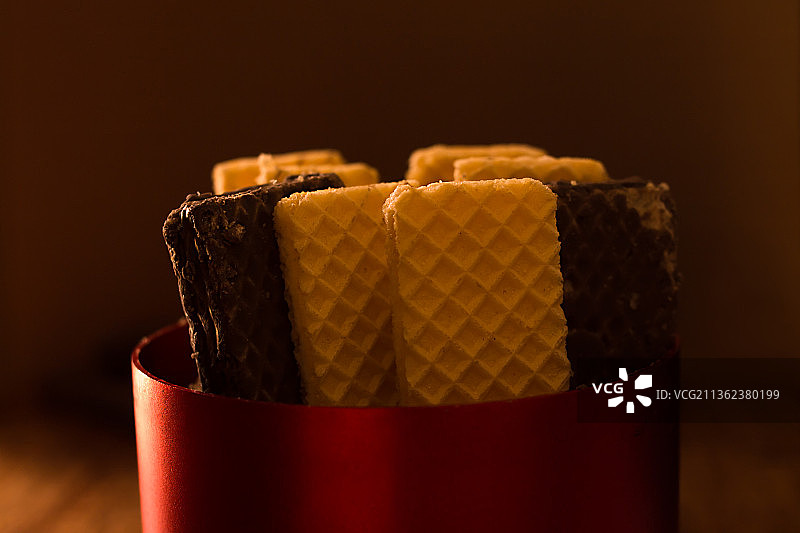 香草巧克力威化饼干特写图片素材