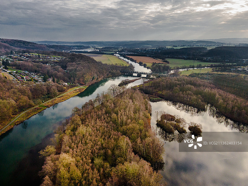德国哈根湖泊航拍景观图片素材