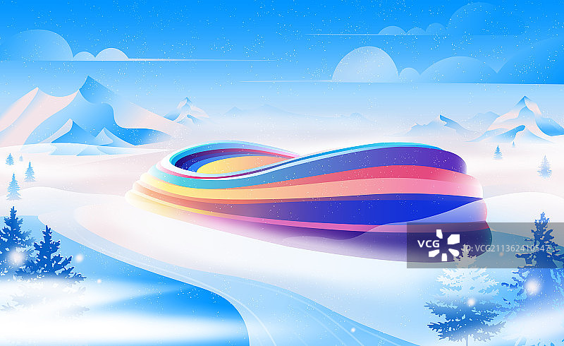 北京滑雪运动场馆体育竞技插画图片素材