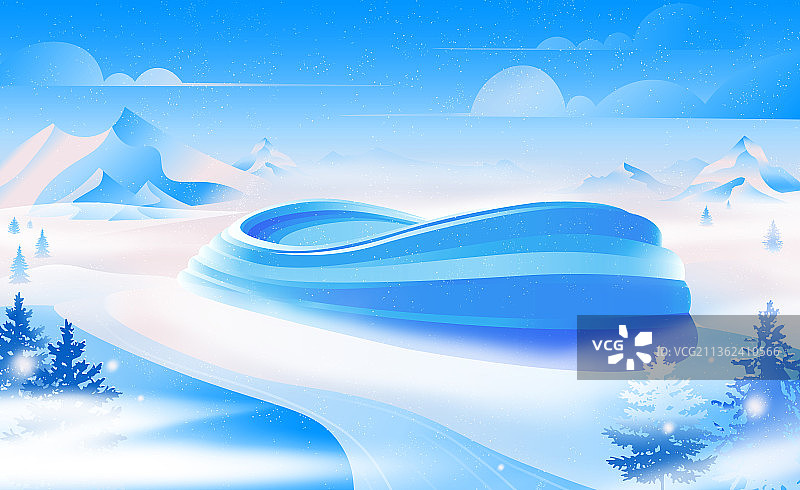 北京滑雪运动场馆体育竞技插画图片素材