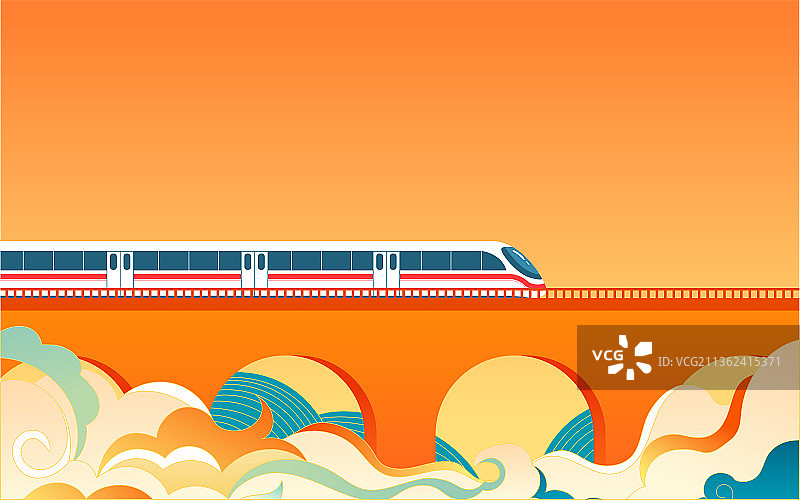 国潮高铁出行回家插画过年春运返程背景海报图片素材