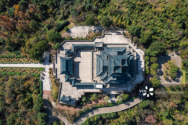 航拍台州市温岭市东辉公园东辉阁图片素材