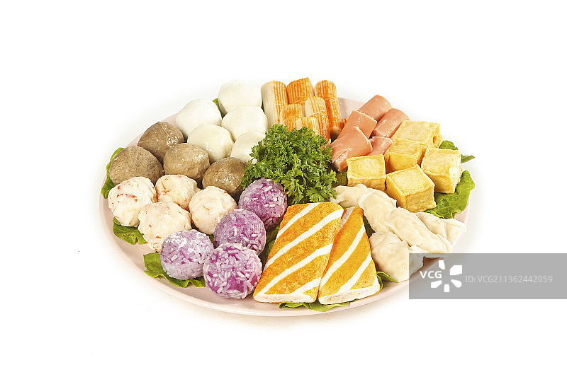 白底上放着一盘火锅食材组合图片素材