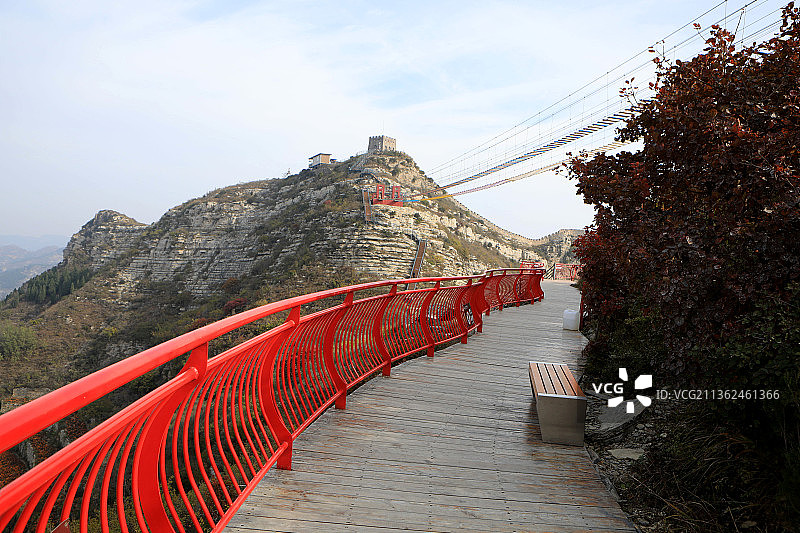 山东淄博红叶柿岩风景区图片素材