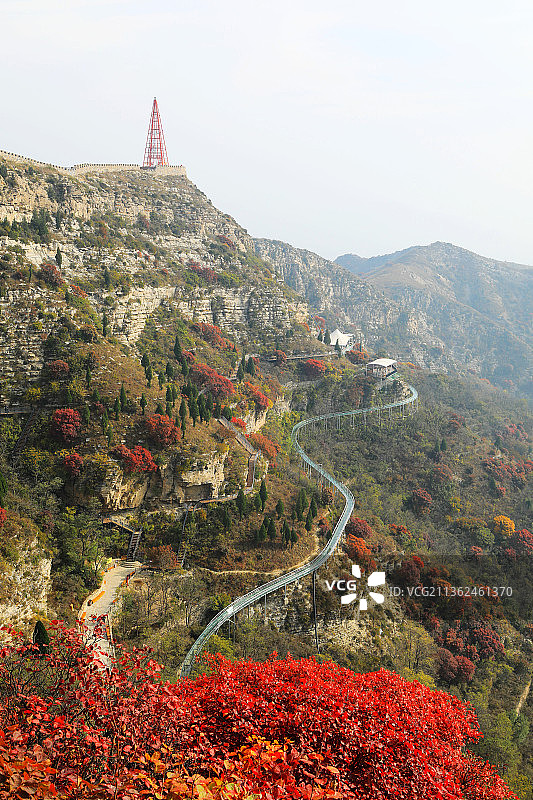 山东淄博红叶柿岩风景区图片素材