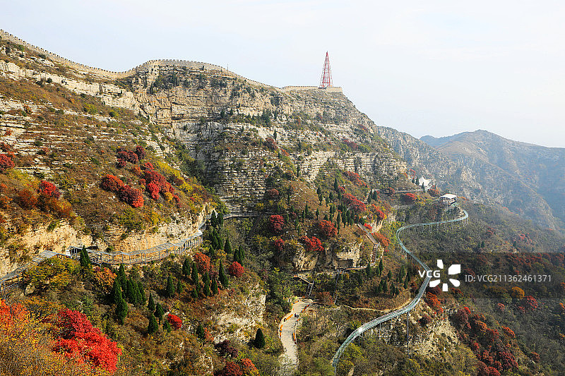 山东淄博红叶柿岩风景区图片素材