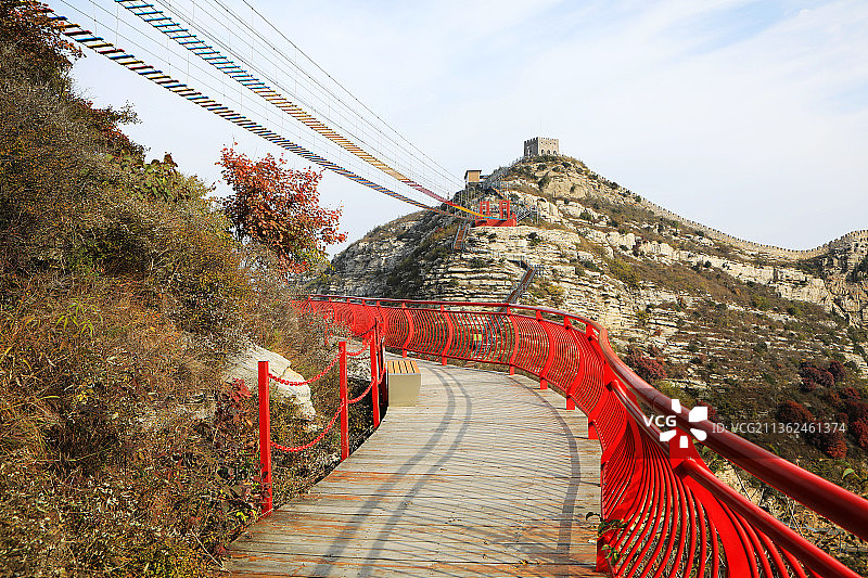 山东淄博红叶柿岩风景区图片素材