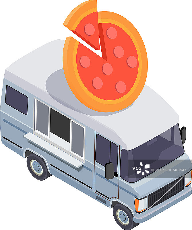 披萨餐车组合设计图片素材