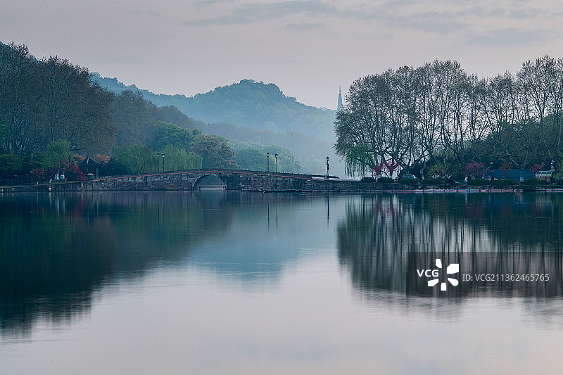 杭州西湖苏堤春晓图片素材