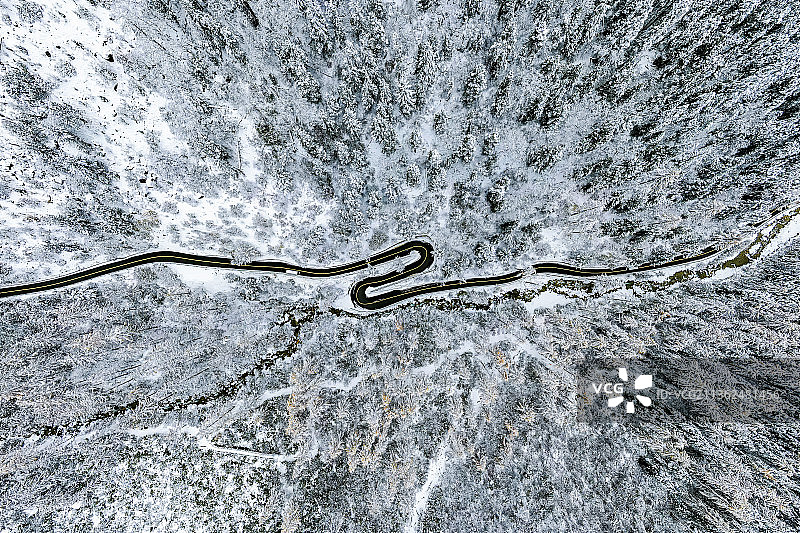 毕棚沟雪景航拍图片素材