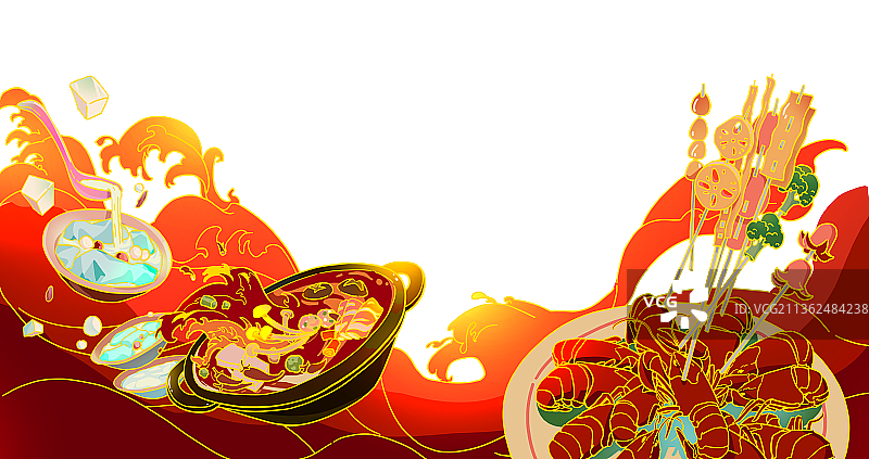 食物在红色波浪上图片素材