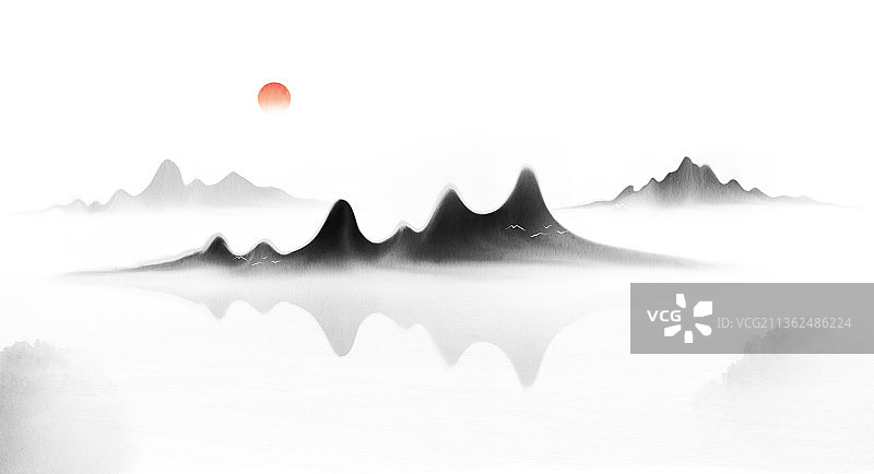 新中式水墨山水抽象风景图片素材