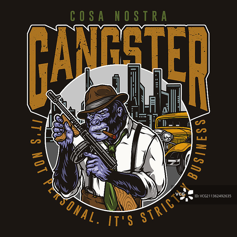 黑手党犯罪彩色标签图片素材