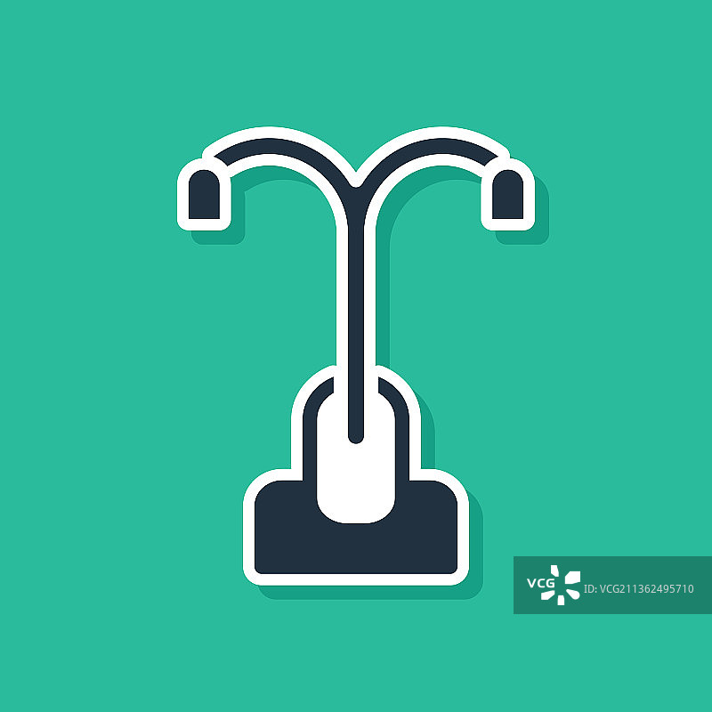 绿色背景上的蓝色路灯系统图标图片素材