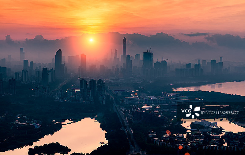 中国广东深圳都市日出风光图片素材