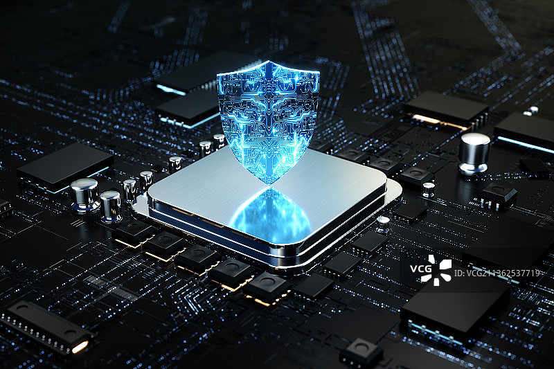 3D芯片和安全保护图片素材