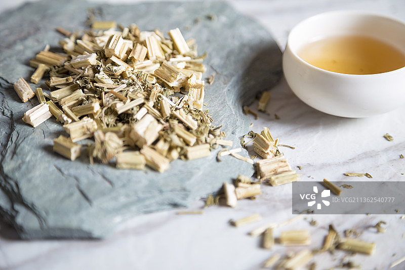 中国古风背景的中药益母草特写图片素材