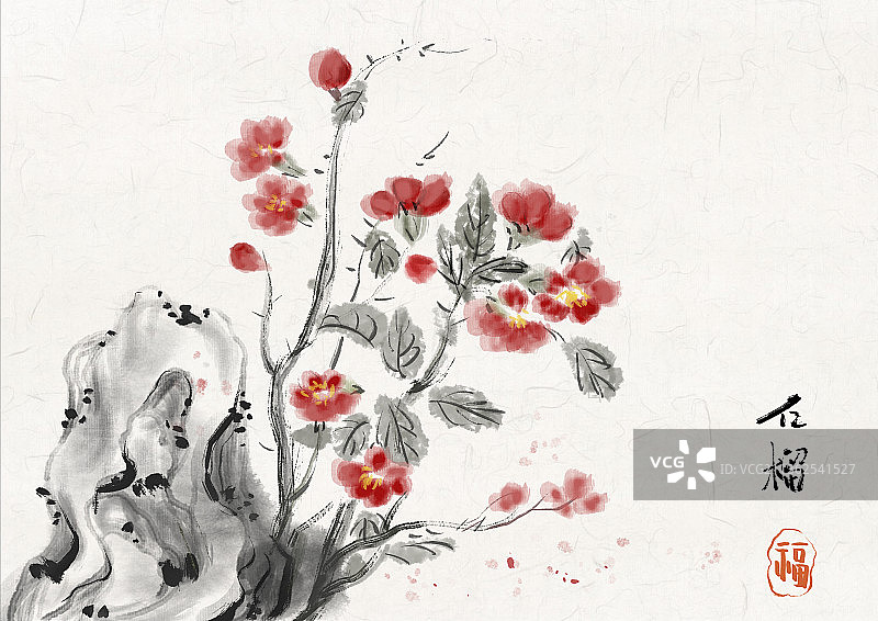 背景分离PSD版 国画写意花鸟图片素材