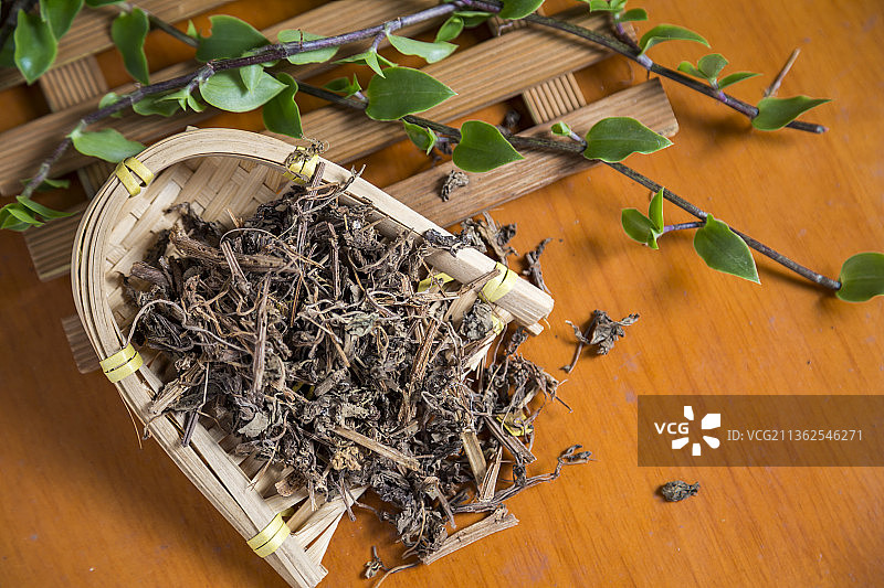 中国古风背景的中药蒲公英特写图片素材