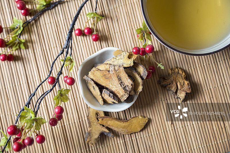 中国古风背景的中药虎杖特写图片素材