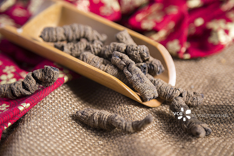 中国古风背景的中药巴戟特写图片素材