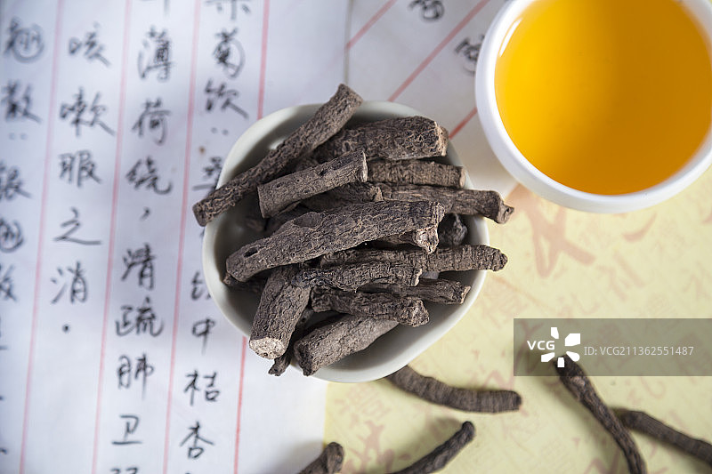 中国古风背景的中药仙茅特写图片素材