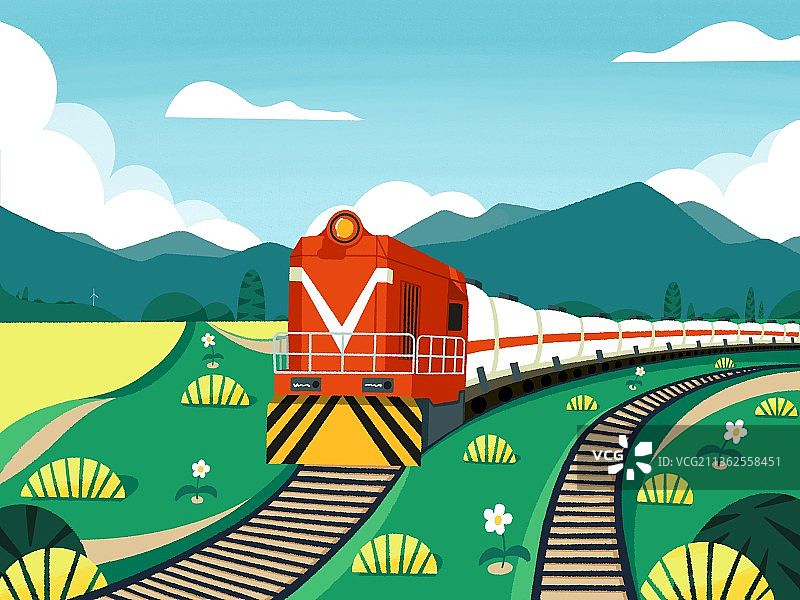 行驶在美丽山林间的火车图片素材