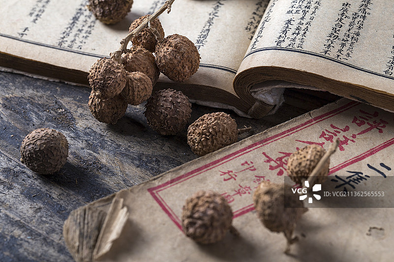 中国古风背景的中药春砂仁特写图片素材
