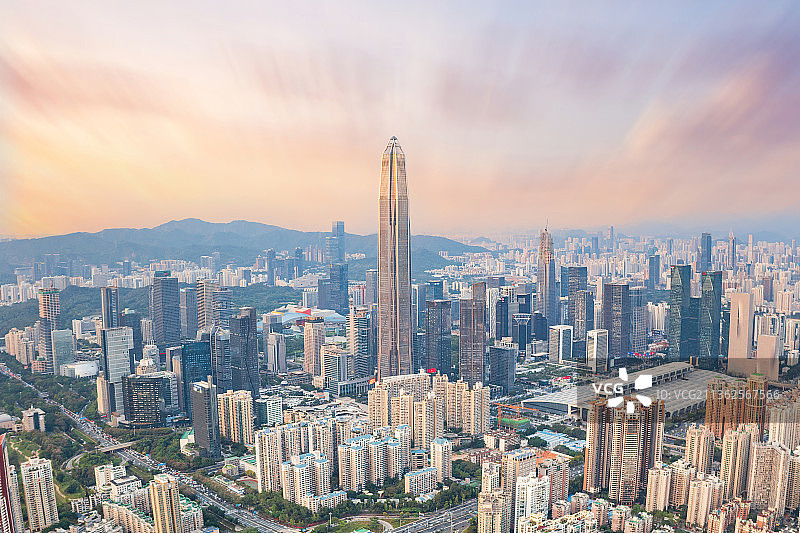 广东省深圳市福田区平安金融中心航拍图片素材