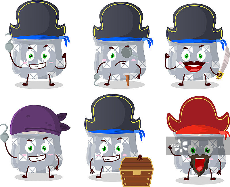 与各种食材在一起的蒜碗卡通形象图片素材