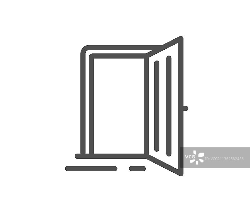 打开的门线条图标入口门廊标志图片素材