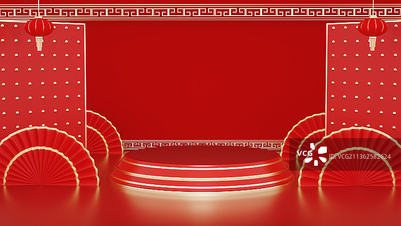 红色中国风场景图片素材